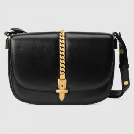 Replica Gucci Sylvie 1969 Small Shoulder Bag In Black Calfskin