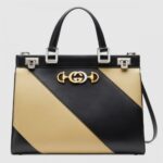 Replica Gucci Zumi Medium Top Handle Bag In Stripe Calfskin 2