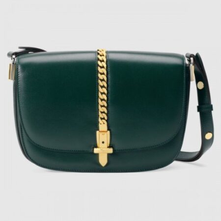 Replica Gucci Sylvie 1969 Small Shoulder Bag In Green Calfskin