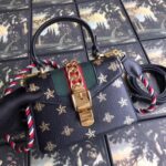 Replica Gucci Black Sylvie Bee Star Mini Leather Bag 3