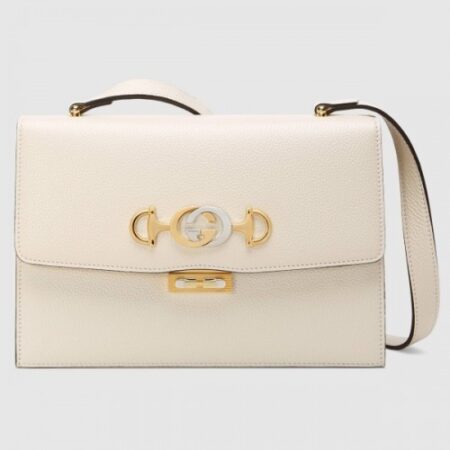 Replica Gucci Zumi Small Shoulder Bag In White Grainy Leather