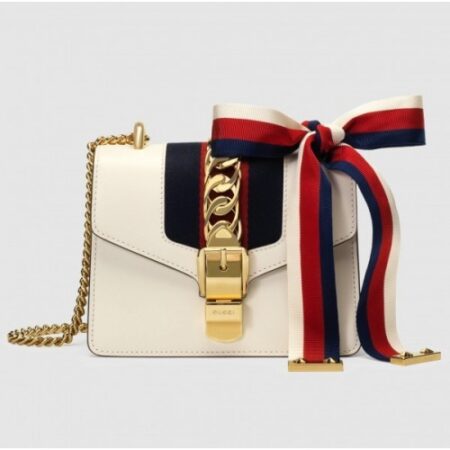 Replica Gucci White Leather Sylvie Mini Chain Bag