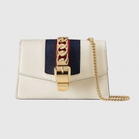 Replica Gucci White Sylvie Leather Mini Chain Bag