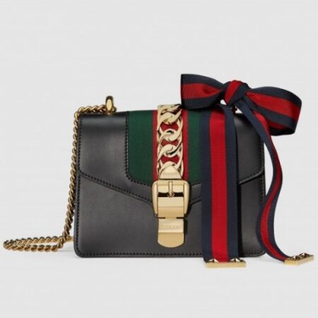Replica Gucci Black Leather Sylvie Mini Chain Bag