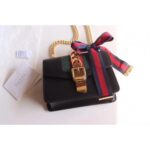 Replica Gucci Black Leather Sylvie Mini Chain Bag 4