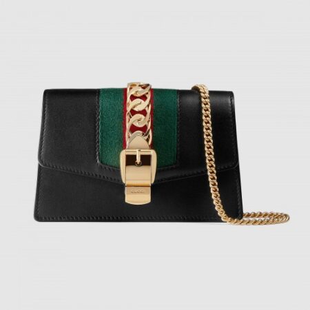 Replica Gucci Black Sylvie Leather Mini Chain Bag