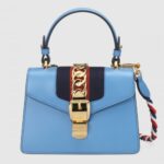 Replica Gucci Blue Leather Sylvie Mini Chain Bag 20