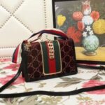 Replica Gucci Brown Sylvie GG Velvet Small Shoulder Bag 6