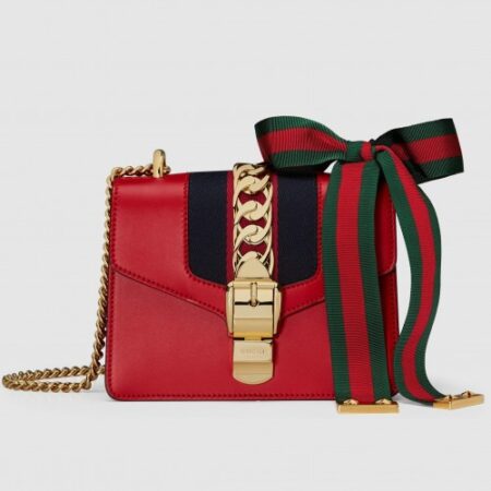 Replica Gucci Red Leather Sylvie Mini Chain Bag