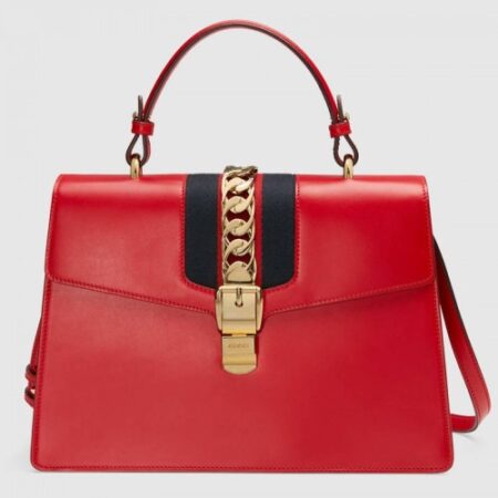 Replica Gucci Red Sylvie Medium Top Handle Bag 269
