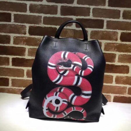 Replica Gucci mens backpacks snake print leather backpack 451000 Black(enyi-741304)