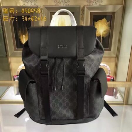 Replica Gucci soft GG supreme canvas backpack 450958 black(742402)