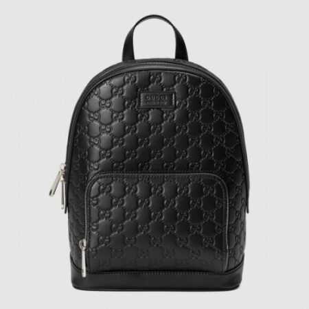 Replica Gucci Black Signature Leather Small Backpack