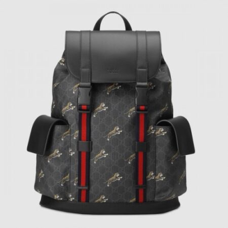 Replica Gucci Black Soft GG Supreme Tigers Backpack