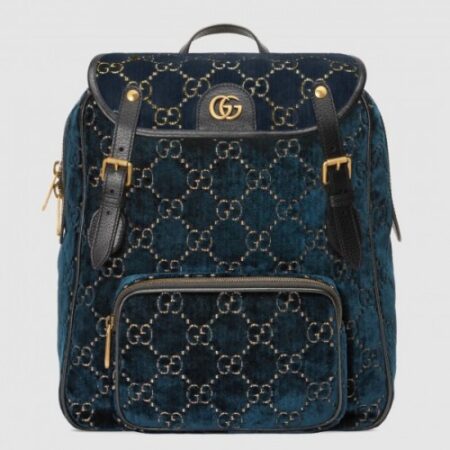 Replica Gucci Blue Small GG Velvet Backpack