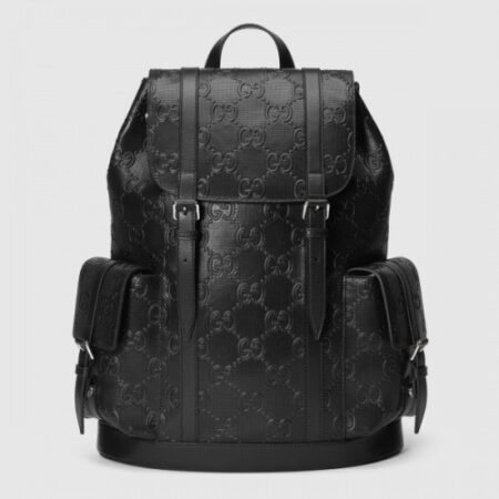Replica Gucci Men’s Backpack In Black GG Embossed Leather