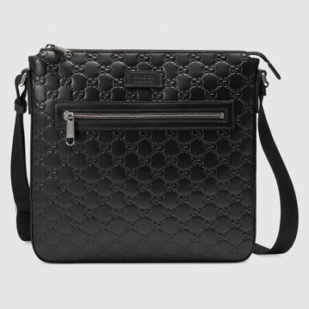 Replica Gucci Black Signature Leather Messenger Bag