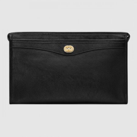 Replica Gucci Black Portfolio Pouch Bag With Interlocking G