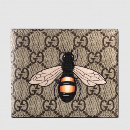 Replica Gucci Bee Print GG Supreme Bi-fold Wallet 383