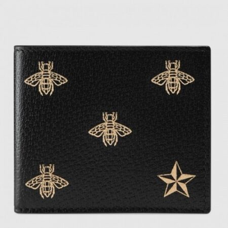 Replica Gucci Bee Star Leather Bi-fold Wallet 495055 2017