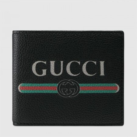 Replica Gucci Black Print Leather Bi-fold Wallet