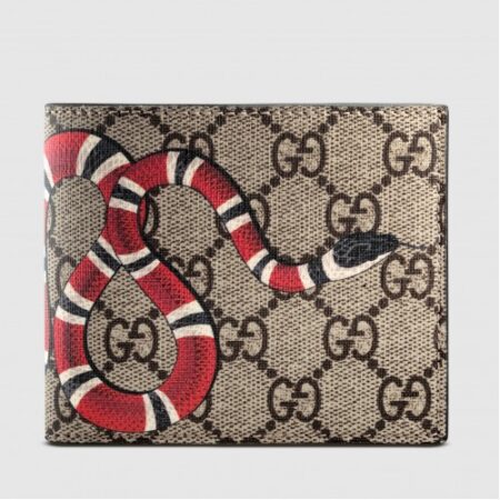 Replica Gucci Kingsnake Print GG Supreme Bi-fold Wallet