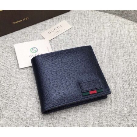Replica Gucci Leather bi-fold wallet with web 428749