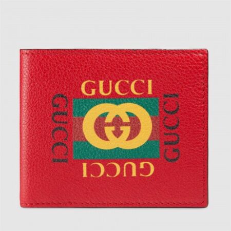 Replica Gucci Red Print Leather Bi-fold Wallet