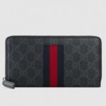 Replica Gucci Zip Around Wallet In Black GG Supreme Web 2