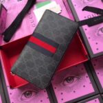 Replica Gucci Zip Around Wallet In Black GG Supreme Web 5