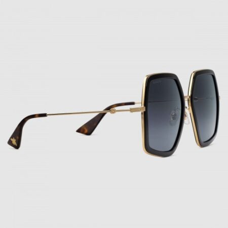 Replica Gucci Black Oversize S quare Frame Metal Sunglasses