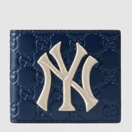 Replica Gucci Blue Signature Bi-fold Wallet With New York Yankees Patch