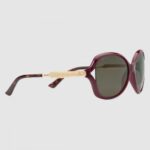 Replica Gucci Burgundy Frame Acetate and Metal Sunglasses 2