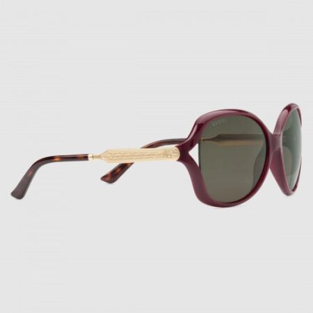 Replica Gucci Burgundy Frame Acetate and Metal Sunglasses