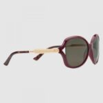 Replica Gucci Burgundy Frame Acetate and Metal Sunglasses 4