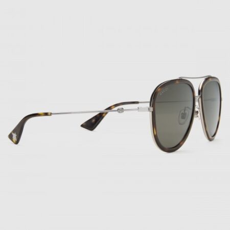 Replica Gucci Tortoiseshell Aviator Metal Sunglasses