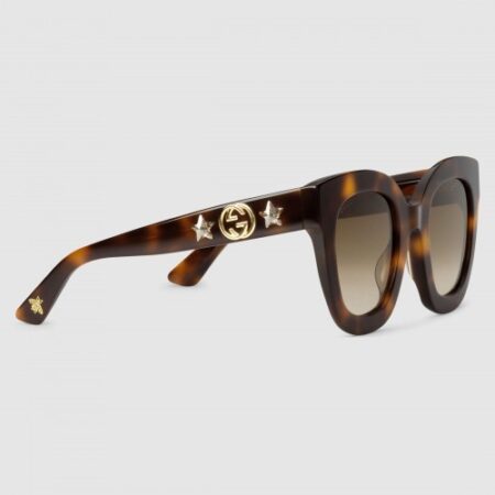 Replica Gucci Tortoiseshell Round-frame Acetate Sunglasses With Star