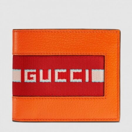 Replica Gucci Orange Stripe Leather Bi-fold Wallet