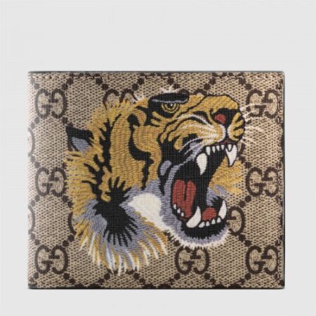 Replica Gucci Tiger Print GG Supreme Bi-fold Wallet 385