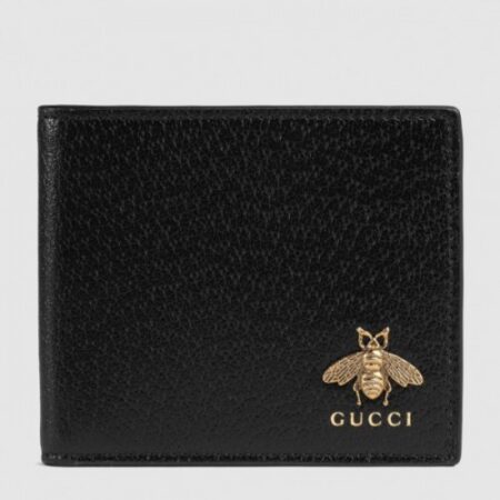 Replica Gucci Animalier Bi-fold Wallet In Black Leather