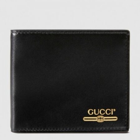 Replica Gucci Bi-fold Wallet With Gucci Logo In Black Leather