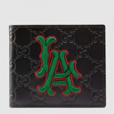 Replica Gucci Black Signature Bi-fold Wallet With LA Angels Patch