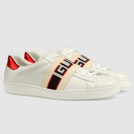 Replica Gucci Men’s Elastic Stripe White Sneaker