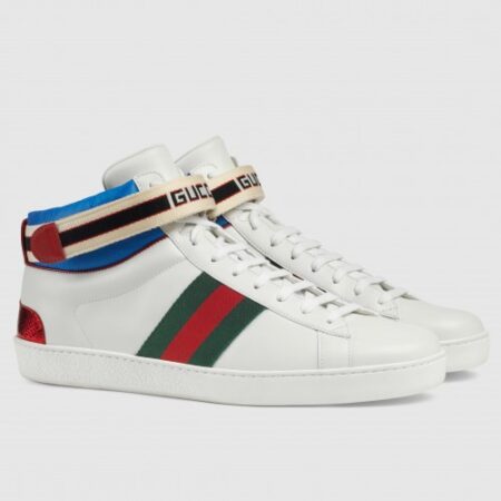 Replica Gucci Men’s White Stripe Ace High-top Sneaker