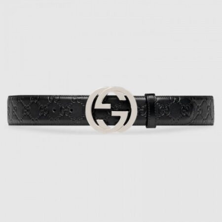 Replica Gucci Signature belt with G buckle Grey 411924
