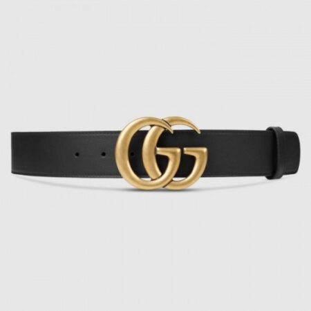 Replica Gucci Leather belt with Double G buckle 1.5" width
