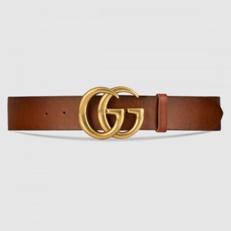 Replica Gucci Camarel Leather Belt With Double G Buckle