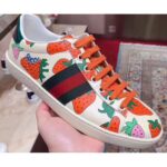 Replica Gucci Ace Leather Low-Top Lovers Sneakers ,Web Embroidered Crystal Lightning Bolt Creamy 2018 20