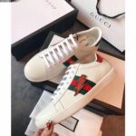 Replica Gucci Ace Leather Low-Top Lovers Sneakers ,Web Embroidered Crystal Lightning Bolt Creamy 2018 6