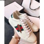 Replica Gucci Ace Leather Low-Top Lovers Sneakers ,Web Embroidered Crystal Lightning Bolt Creamy 2018 10